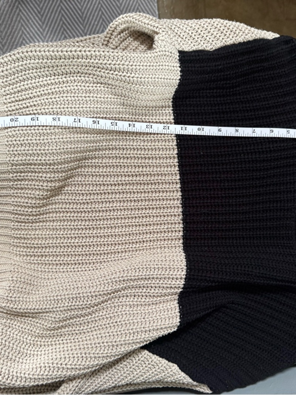 Altar'd State Black & Beige Colorblock Crew Sweater - Picture 7 of 8